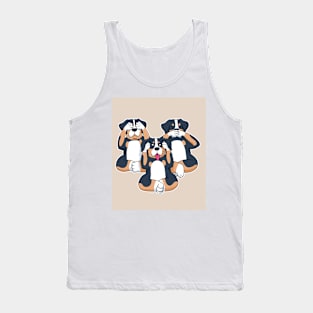 Funny Dogs Hear See Speak No Evil Tank Top